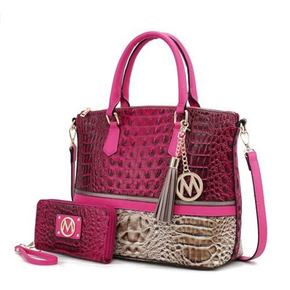 Textured Crocodile Embossed Pattern With Handbags Roomy Bag Strap Satchel